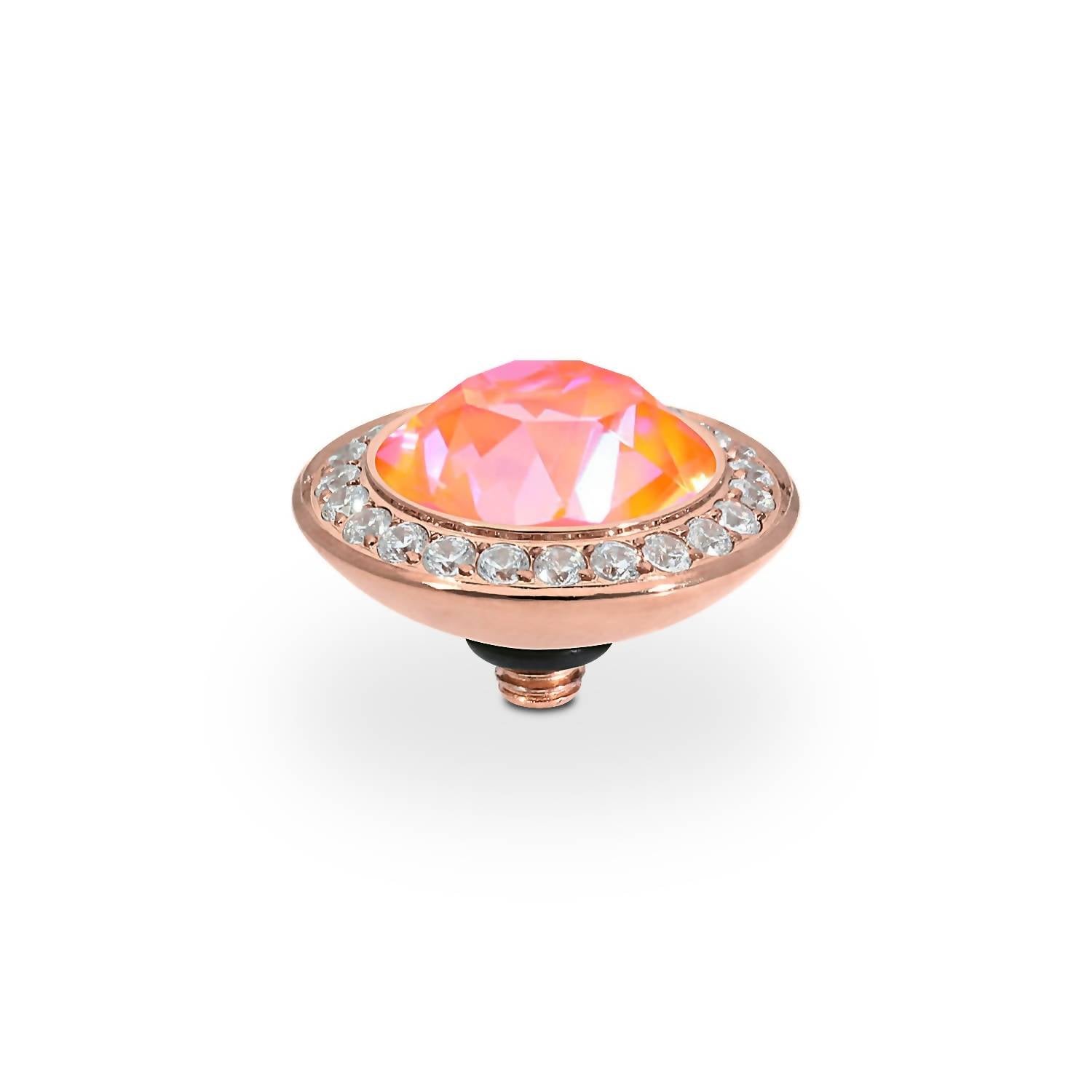 Qudo Women's Tondo Deluxe 13mm Jewelry Topper in crystal orange glow delite rosegold - women's jewelry