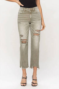 Vervet By Flying Monkey - High Rise Crop Straight Denim Jeans