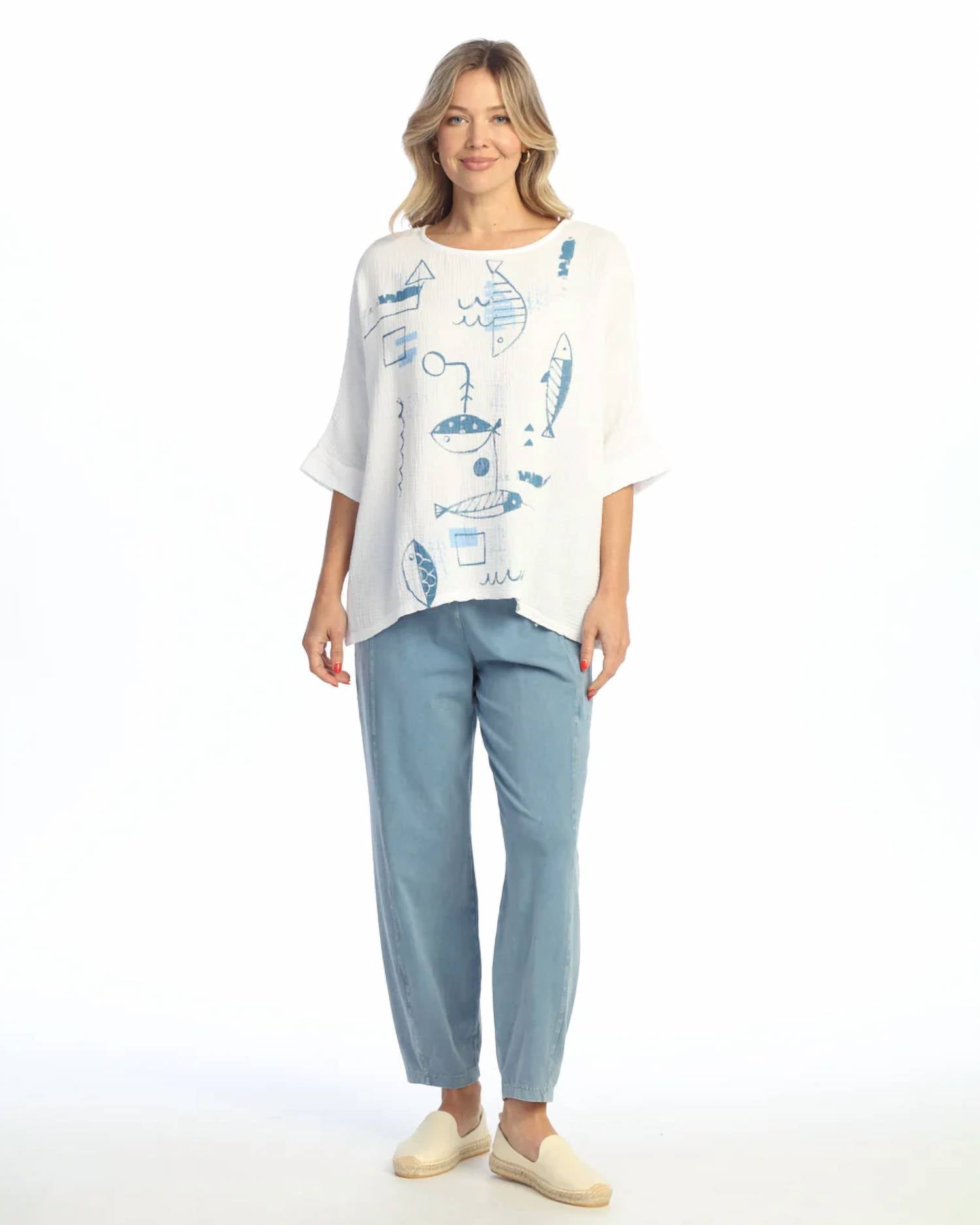 Jess & Jane - Piers Mineral Washed Gauze Poncho Top