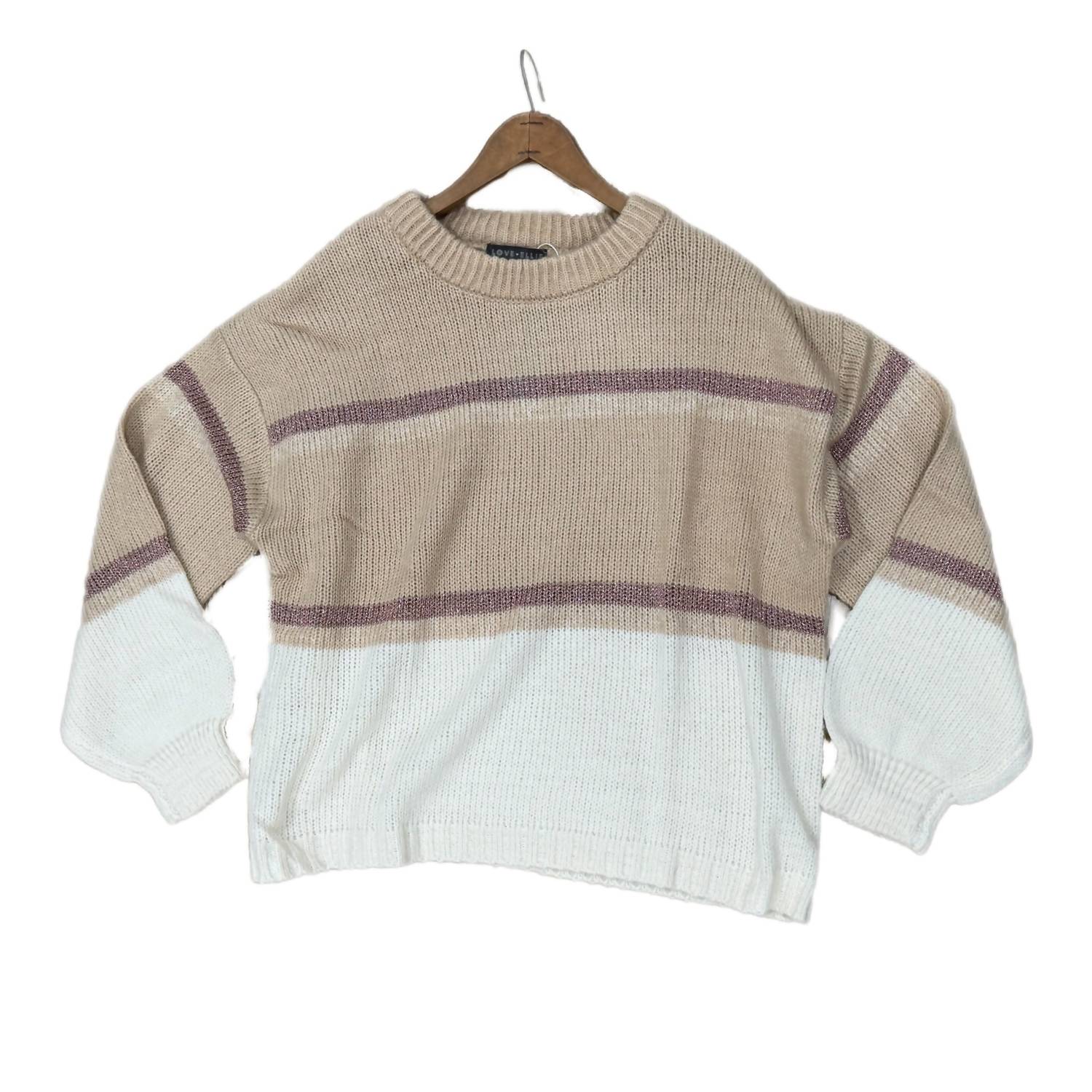 Love Ellie - Metallic Stripe Crew Neck Sweater