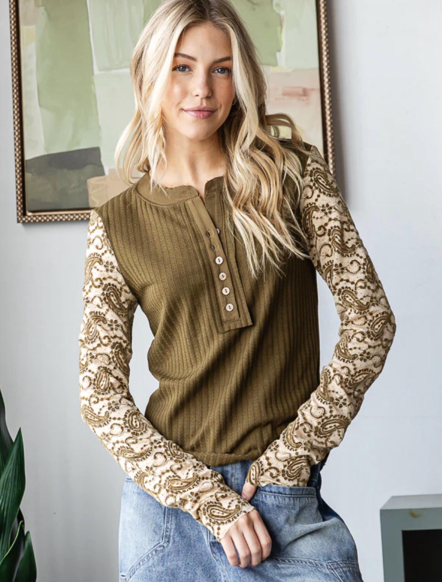 Oli & Hali - Velvet And Paisley Long Sleeve Shirt