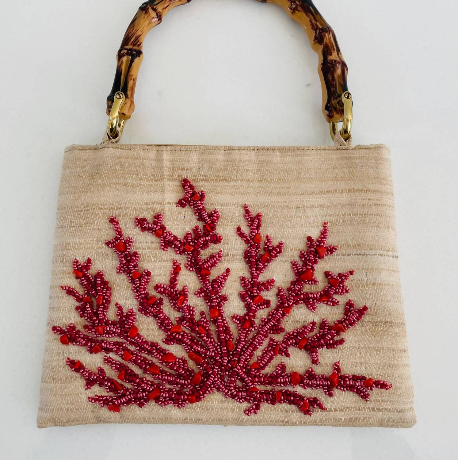 Tiana Designs - Women's Bamboo Handle Coral Bag
