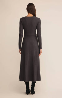 Z Supply Jasper Midi Sweater Dress in charcoal heather - women's dress - detail view