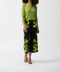 Joseph Ribkoff Boat Neck 3/4 Slit Sleeve Top in greenery - women's shirt - view 6