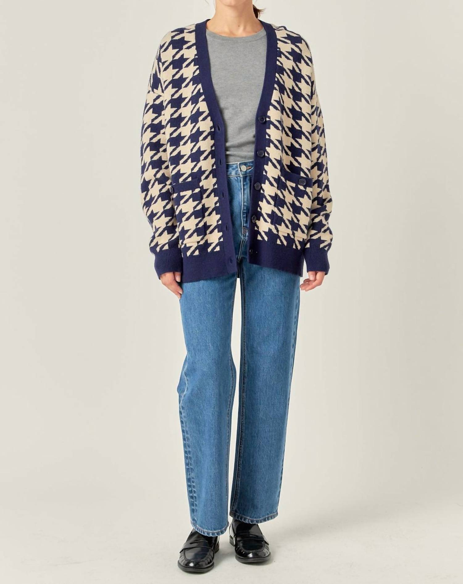 English Factory - Houndstooth Knit Cardigan