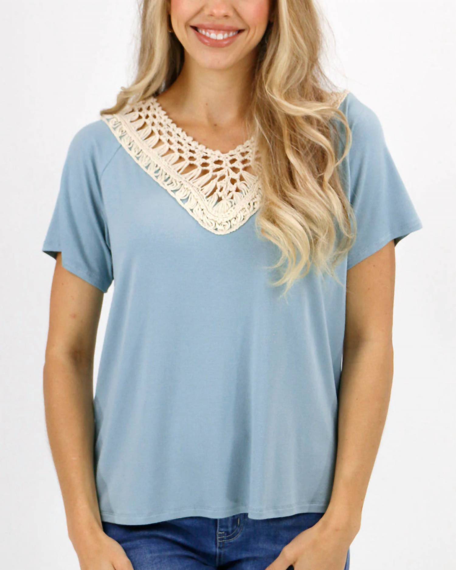 Grace And Lace - Calia Crochet Short Sleeve Top