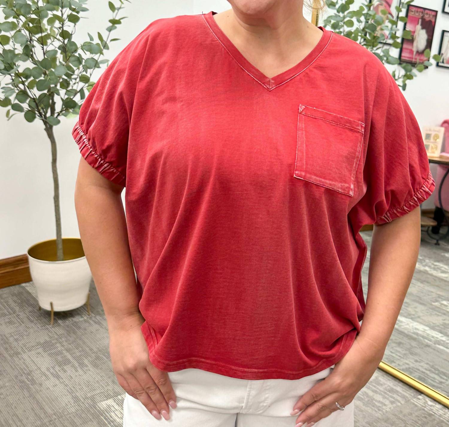 Hayden La - Washed Front Pocket T Shirt