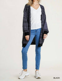 Umgee - Open Front Oversized Sweater Cardigan