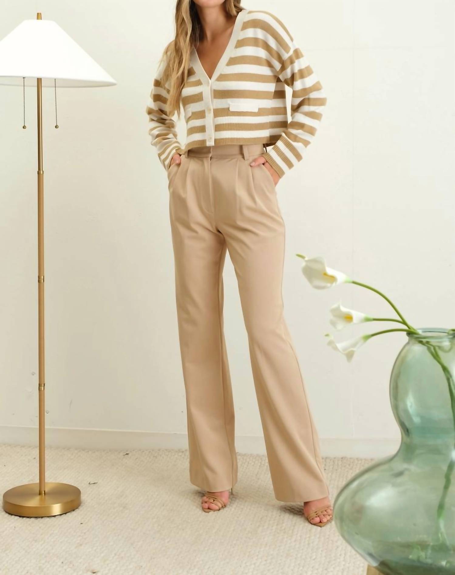 The Workshop - Stripe Long Sleeve Knit Button Down Cardigan