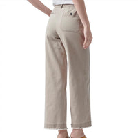 ATM Women's Garment Wash Cotton Twill Boyfriend Pants in beach pebble - women's pants - detail view