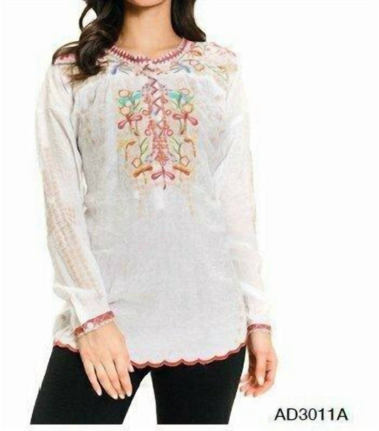 Multi Colored Dragonfly Embroidery Tunic