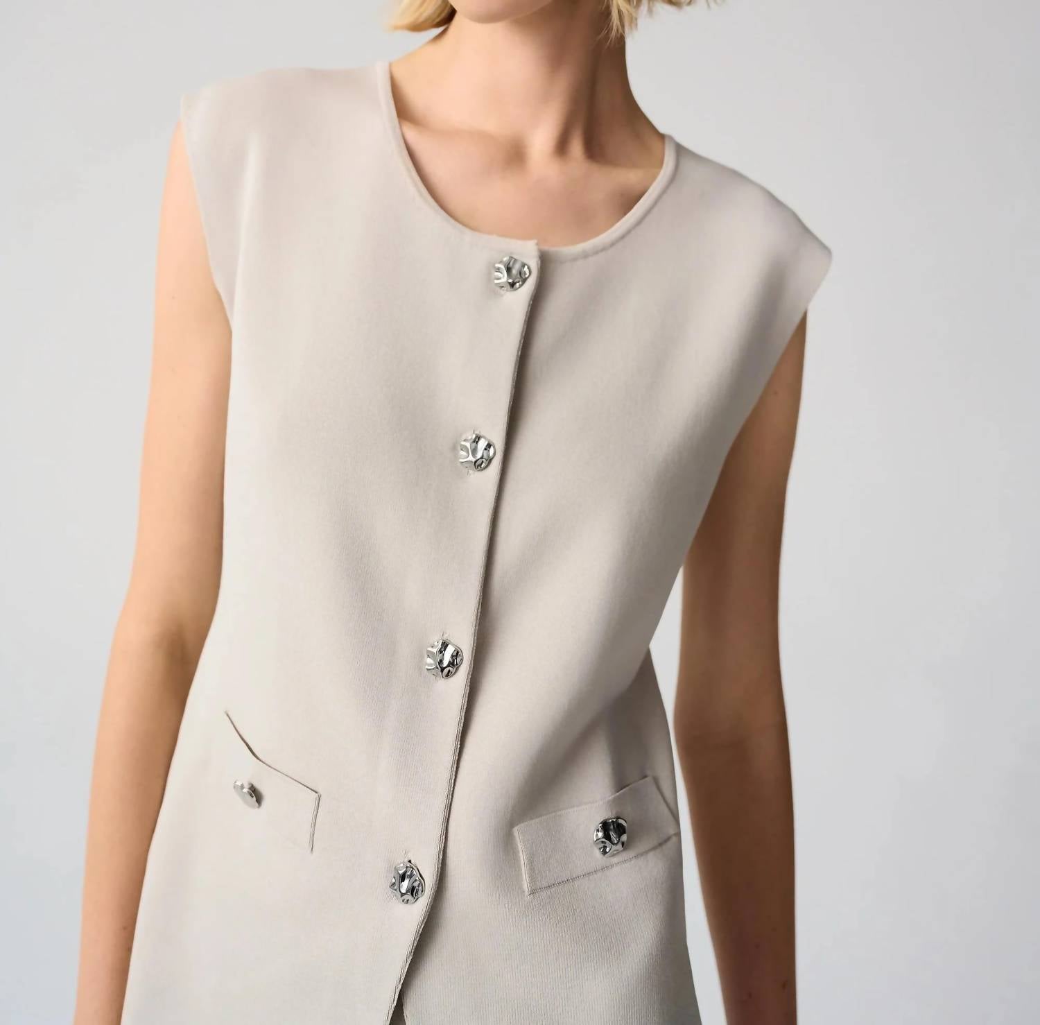 Joseph Ribkoff - Button Front Knitted Vest Top