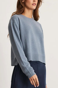 TANYA TAYLOR Lexia Cashmere Sweater in steel blue 1 - women's sweater - detail view