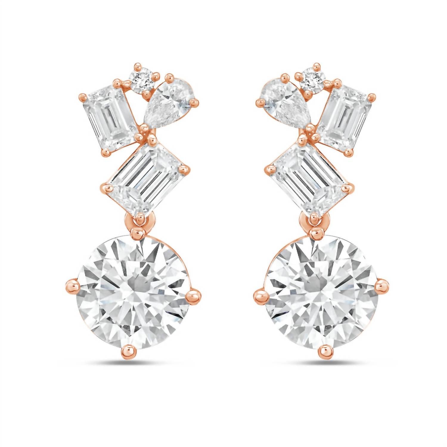 Diana M Jewels - Women's Emerald, Pear & Round Lab-Grown Diamond Stud Earrings (10.00 Ct) - Bold