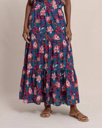 Southern Tide - Taytum Aster Bouquet Maxi Skirt Teal Haze