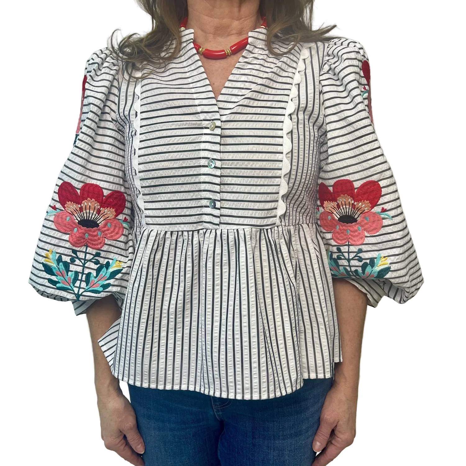 Jodifl - Mallory Floral Embroidered Blouse