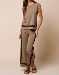 Lalavon - Knit Wide Leg Striped Pant