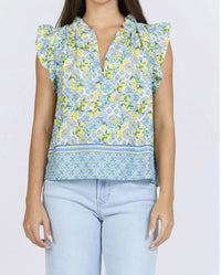 Dear John Denim - Lemon Capri Flutter Sleeve V Neck Top