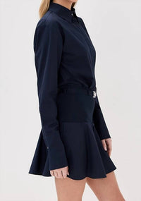 Brandon Maxwell Irene Button Up Mini Dress in navy blue - women's dress - view 4
