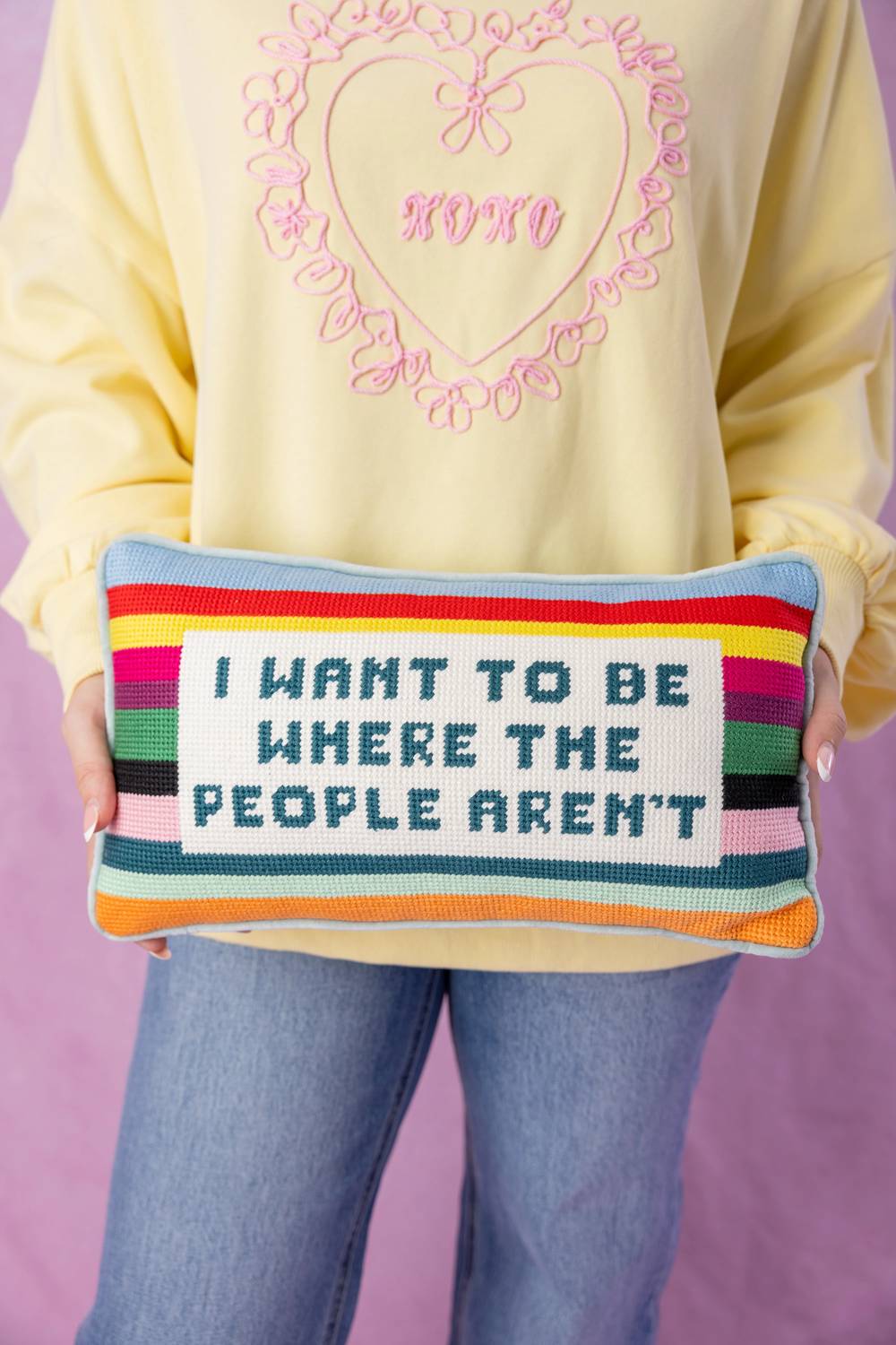 Furbish Studio - Where The People Aren't Needlepoint Pillow