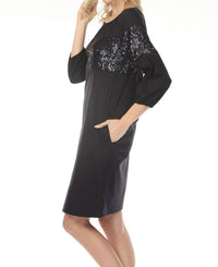 Joseph Ribkoff - Sequined Puff Sleeve Shift Dress