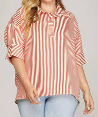 She + Sky - Oversized Striped Top