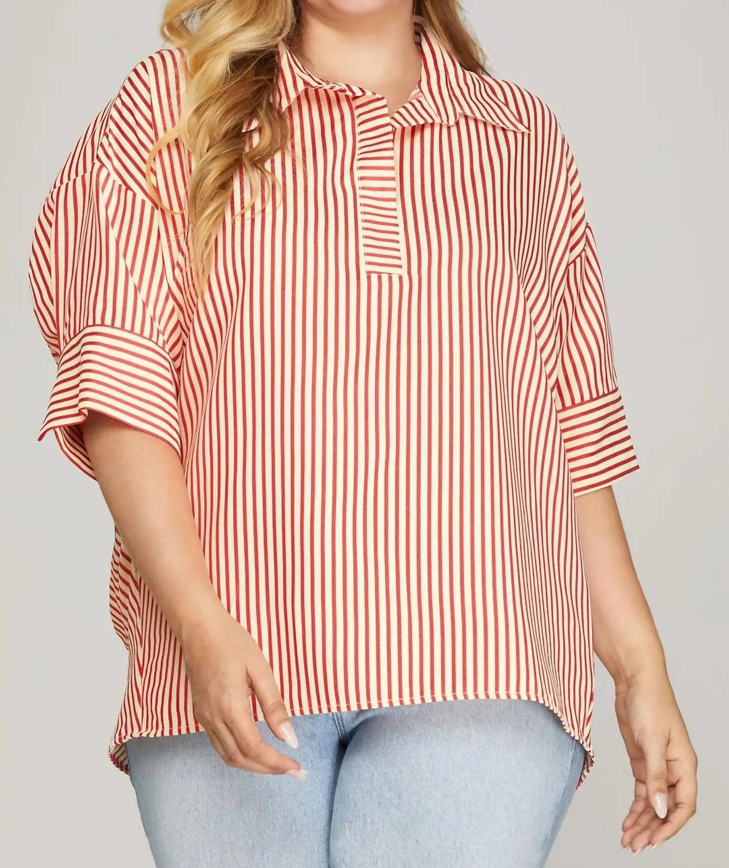 She + Sky - Oversized Striped Top