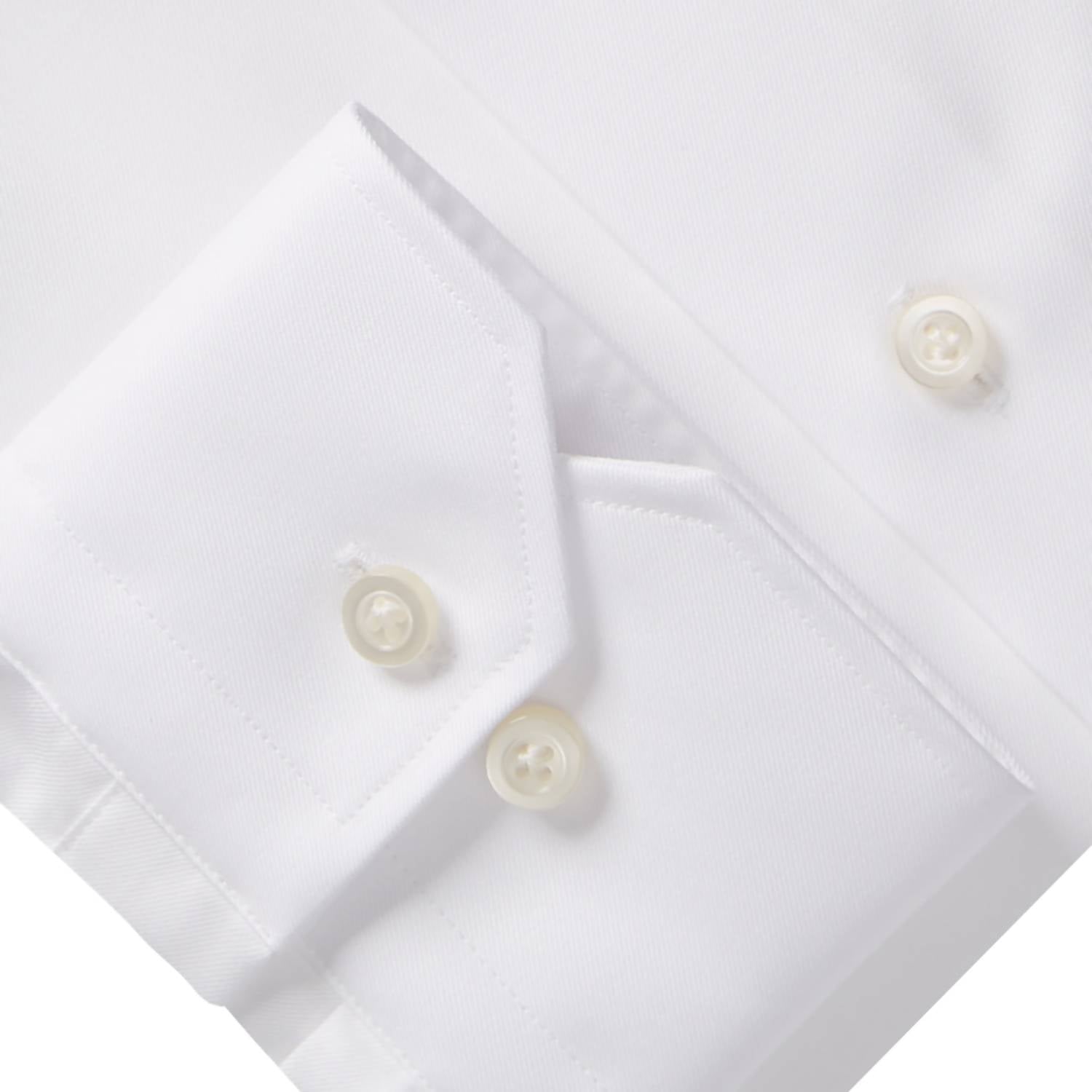 Emanuel Berg Men's Traveller Dress Shirt in white - men's long sleeve top - detail view
