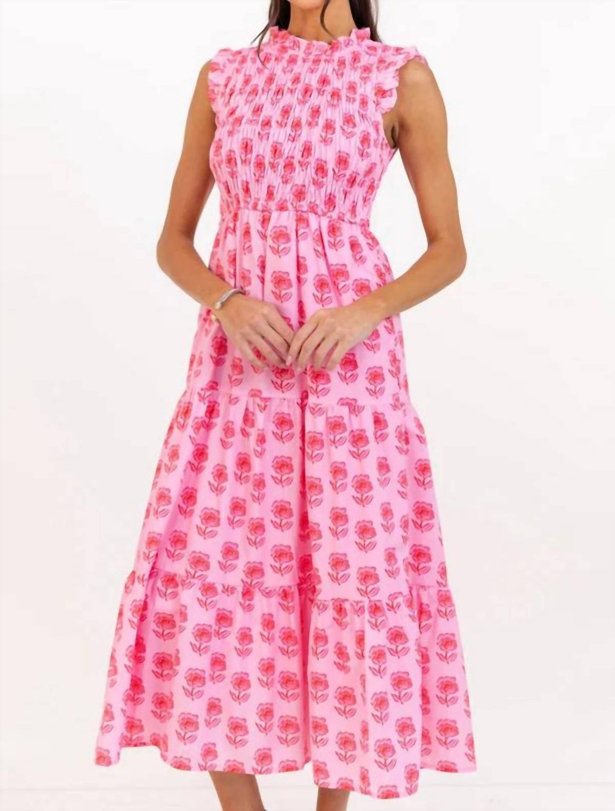 Tcec - Floral Smocked Midi Dress