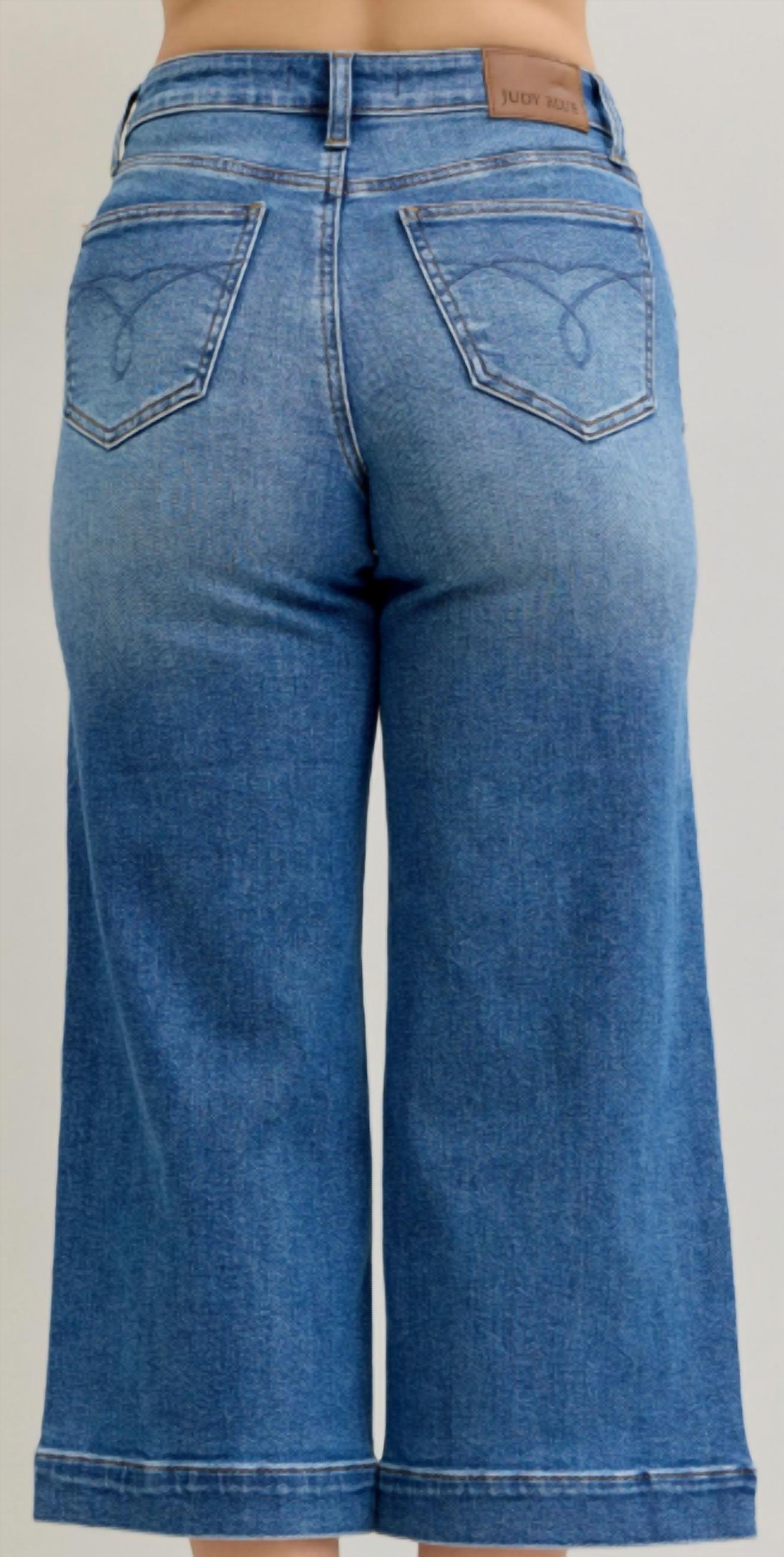 Judy Blue - Mid Rise Crop Wide Leg Jeans