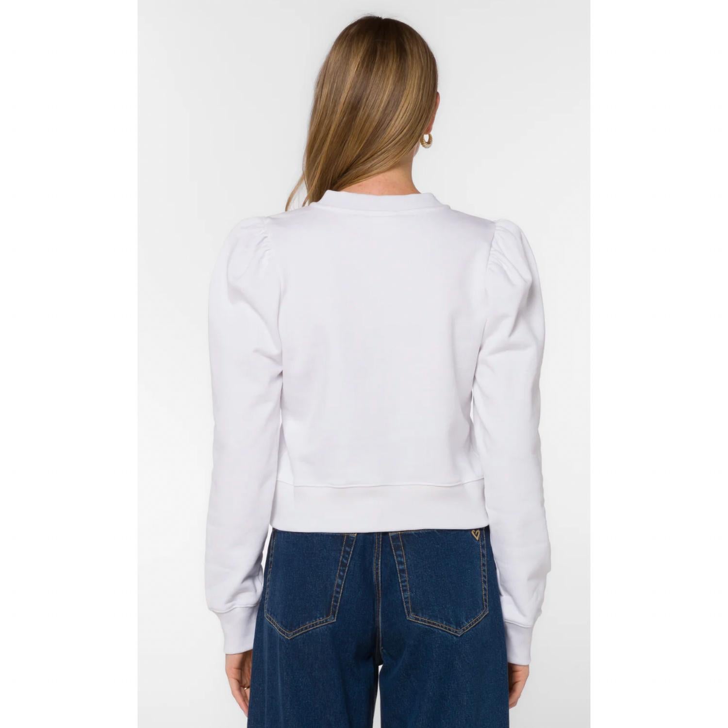 Velvet Heart Ronelyn Pearl Sweatshirt in optic white - women's top - alternate view