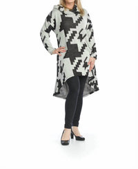 Papillon - Oversized Houndstooth Cotton Dress With Pockets