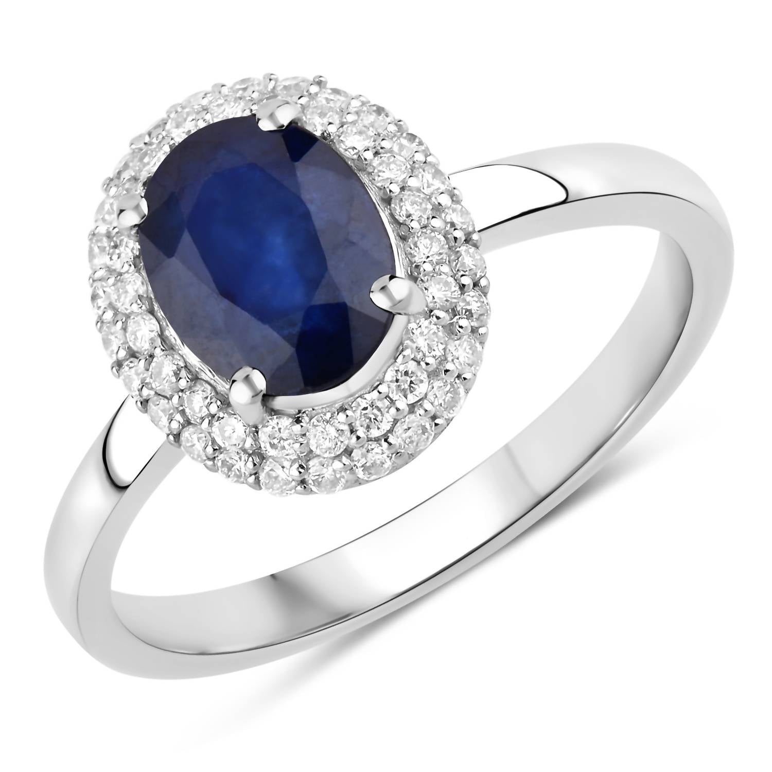 Diana M Jewels Women's Oval Natural Sapphire Fashion Ring (1.84 Ct) - Classic in 14k white gold - women's jewelry