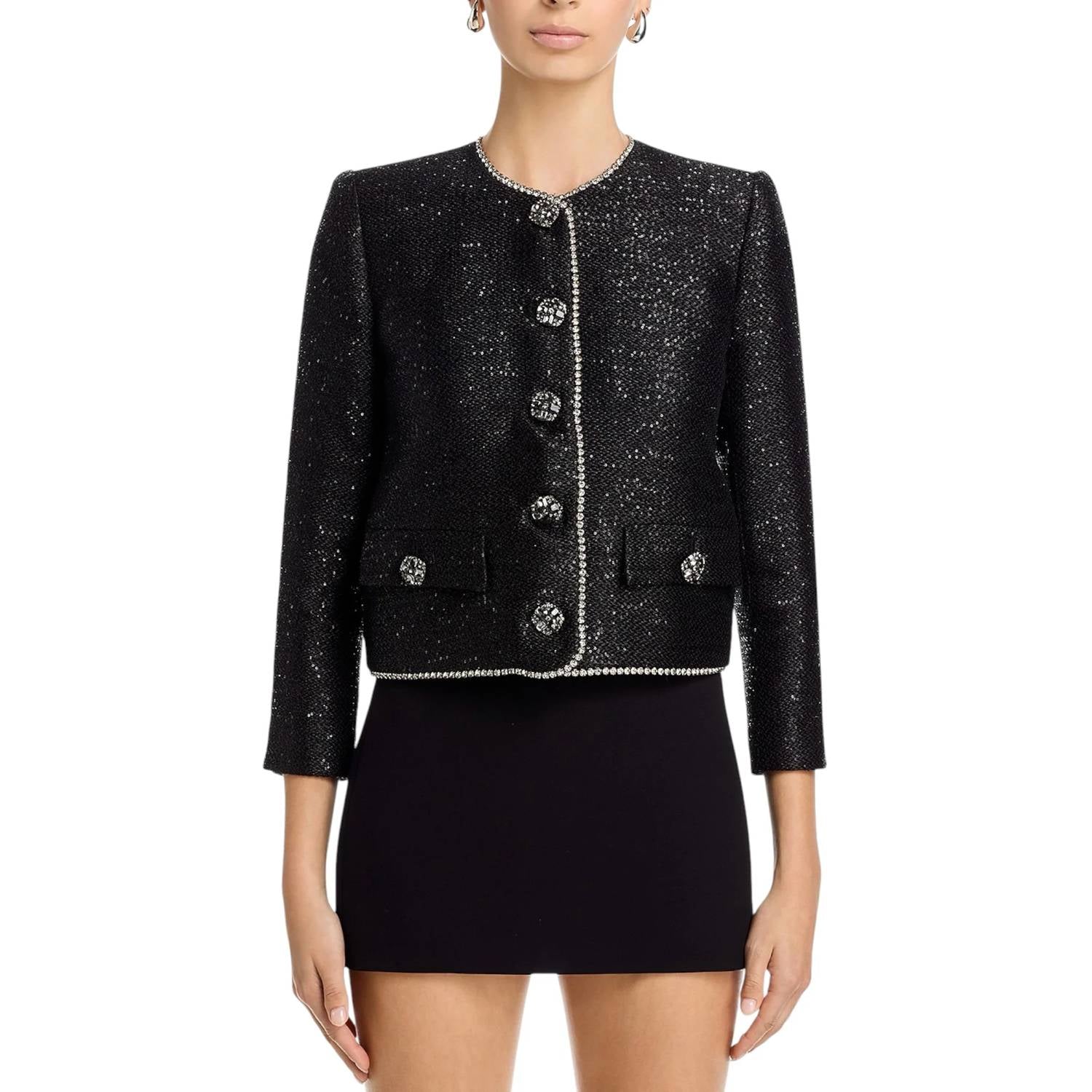 L'Agence - Zell Crystal Trim Tweed Jacket
