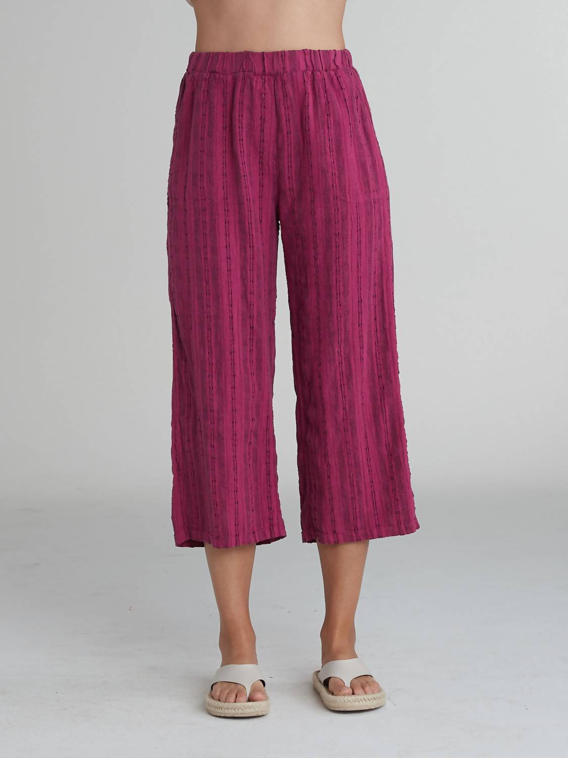 Cut Loose - Easy Crop Pinstripe Linen Pants