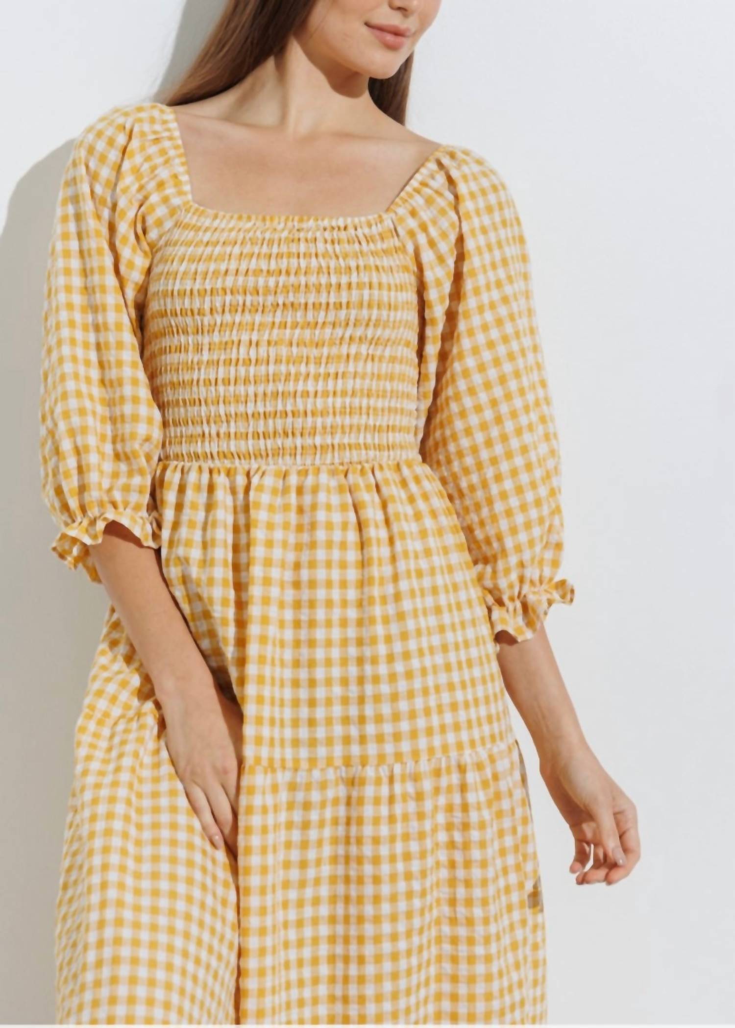 Polagram - Sunshine Smocked Bodice Midi Dress