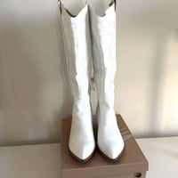 Miracle Miles - Women's High Western Embroidery Block Heel Boot