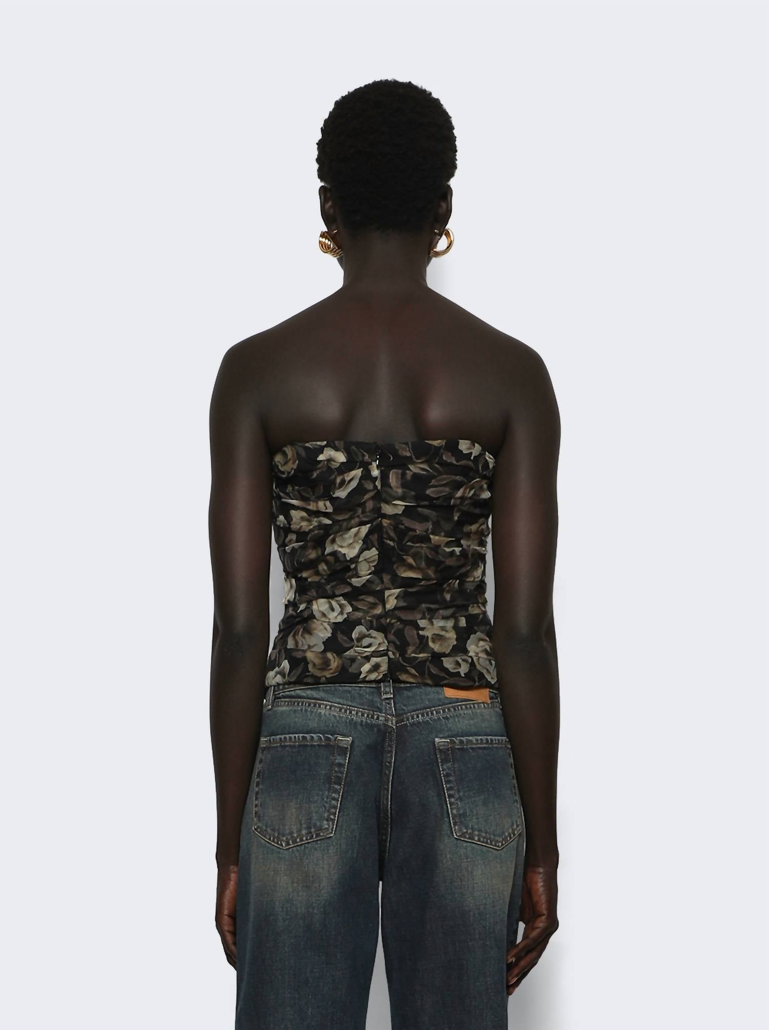 Magda Butrym Women's Printed Corset Top in black - women's intimate - alternate view