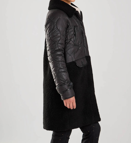 Fdj - long mixed media PU Coat