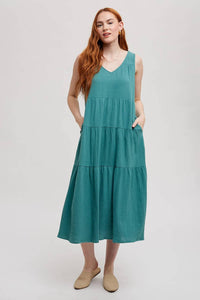 Fun 2 Fun - Vikki V-neck Tiered Tank Dress
