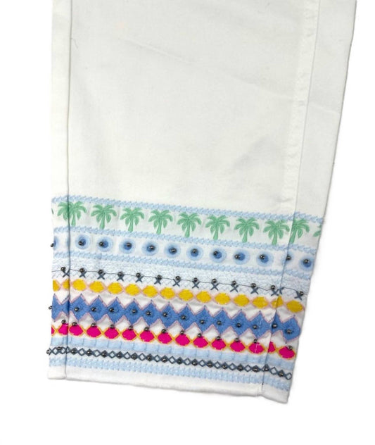 Lulu-B - Tropical Embroidered Hemline Capri Pant