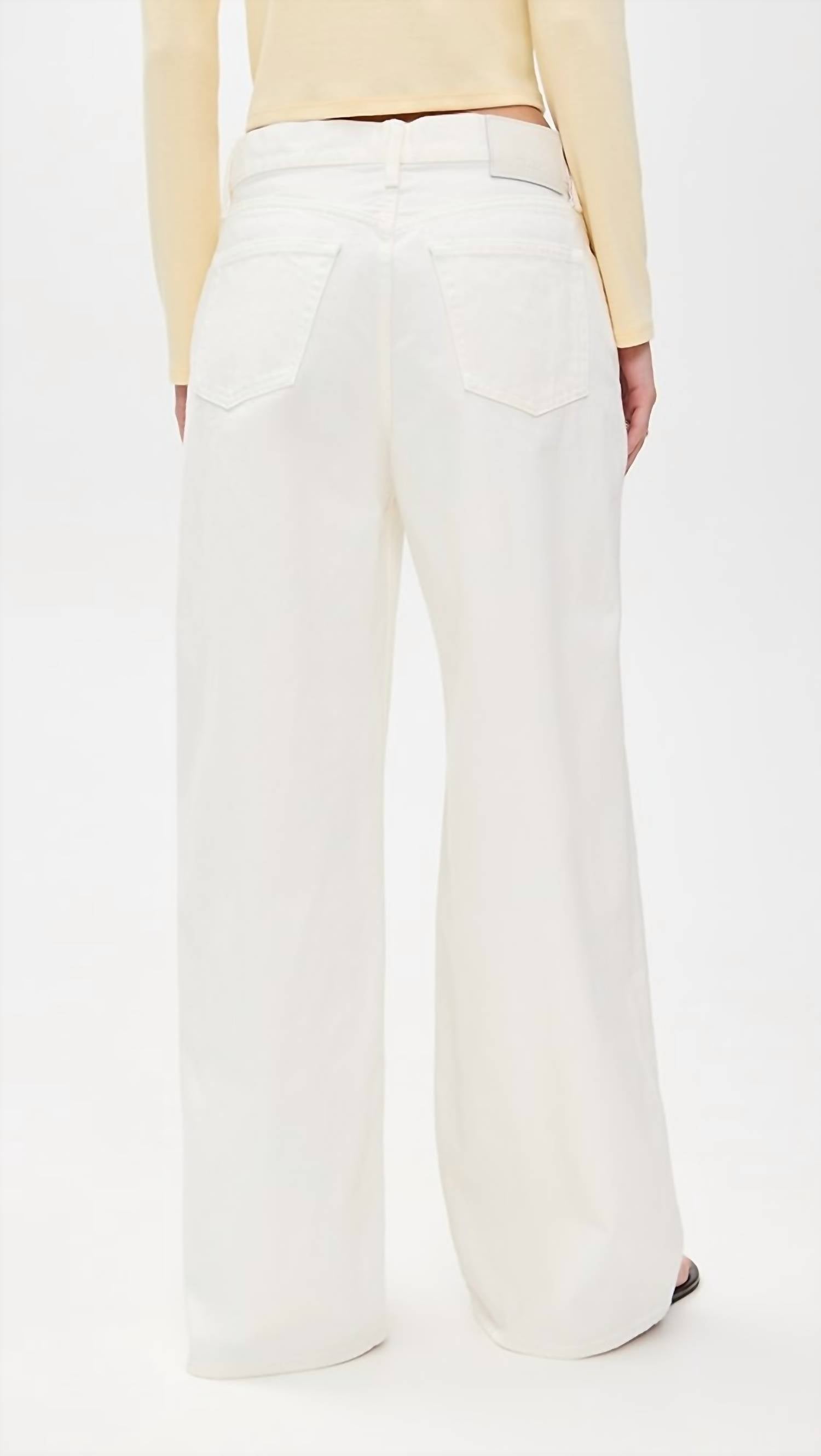 Moussy Tribeca Super Wide Pants in white - women's jeans - detail view