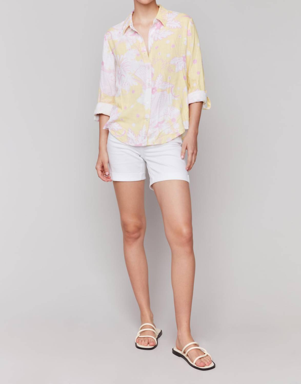 Charlie B - Printed Rollup Long Sleeve Shirt