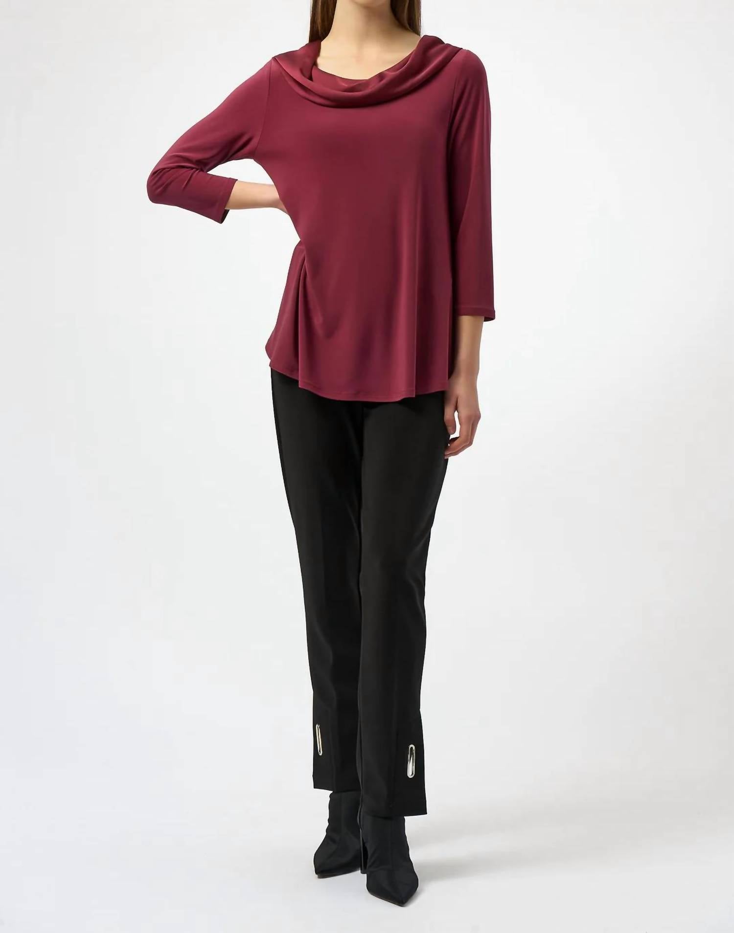 Joseph Ribkoff - Cowl Neck Silky Knit 3/4 Sleeves Top