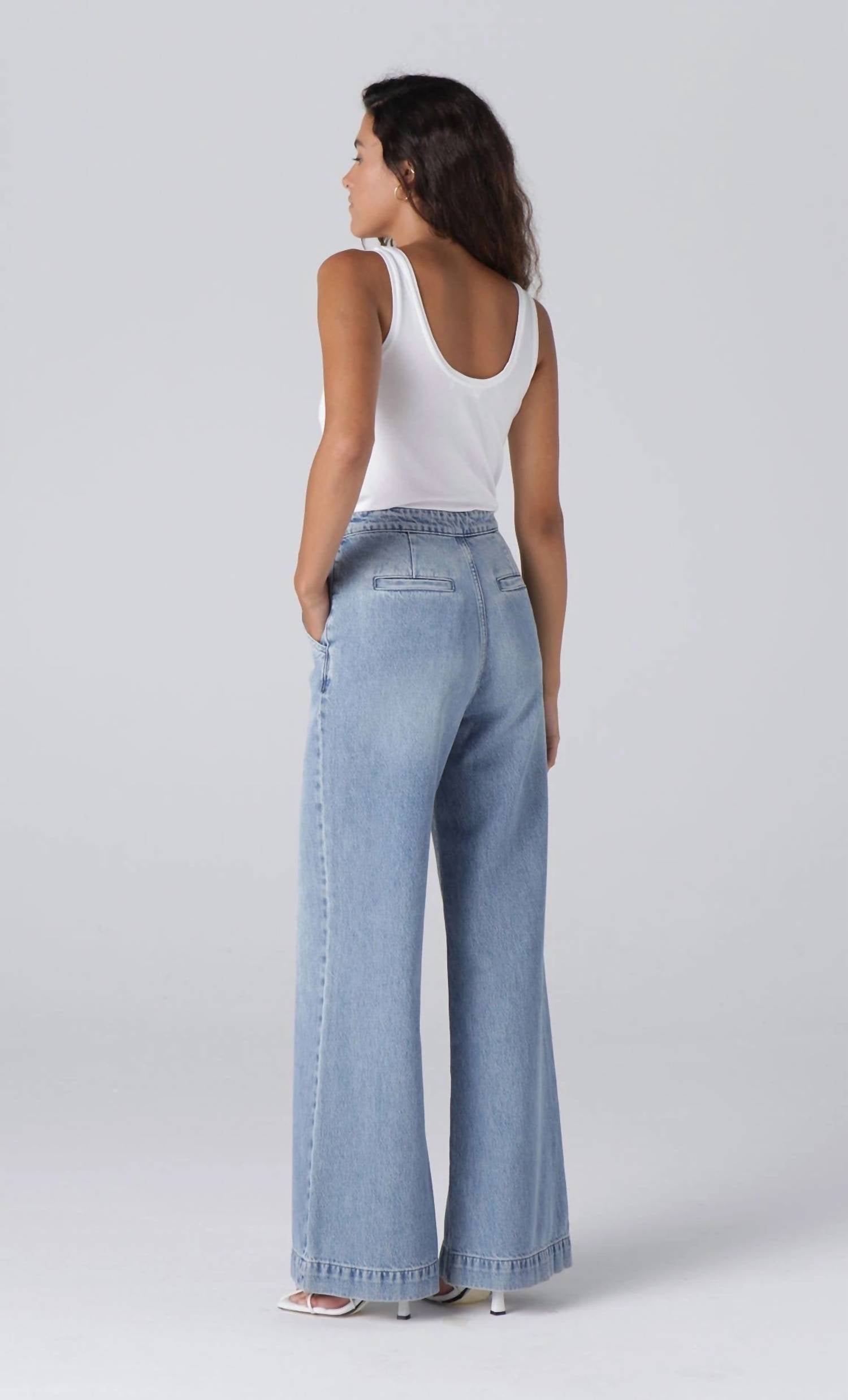 Triarchy Wide Leg High Waisted Jeans in light indigo - women's jeans - alternate view