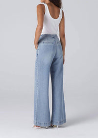 Triarchy Wide Leg High Waisted Jeans in light indigo - women's jeans - detail view
