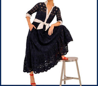 GRETCHEN SCOTT Little Bo Peep Midi Dress in navy white - women's dress