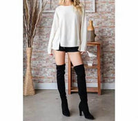 7Th Ray - Exposed Stitch Pullover Top