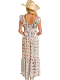 Rock & Roll Denim Printed Maxi Dress in natural - women's dress - detail view