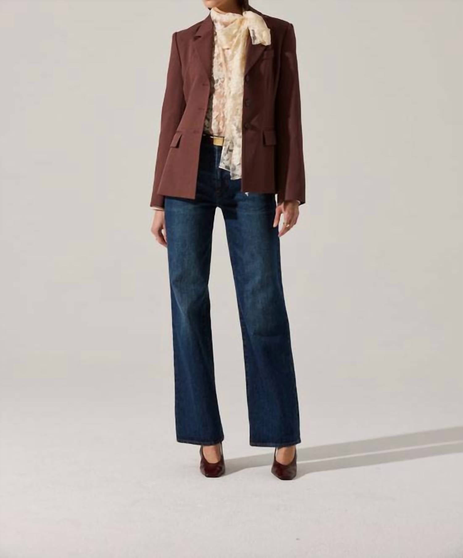 ASTR Valor Blazer in plum brown - women's jacket - alternate view